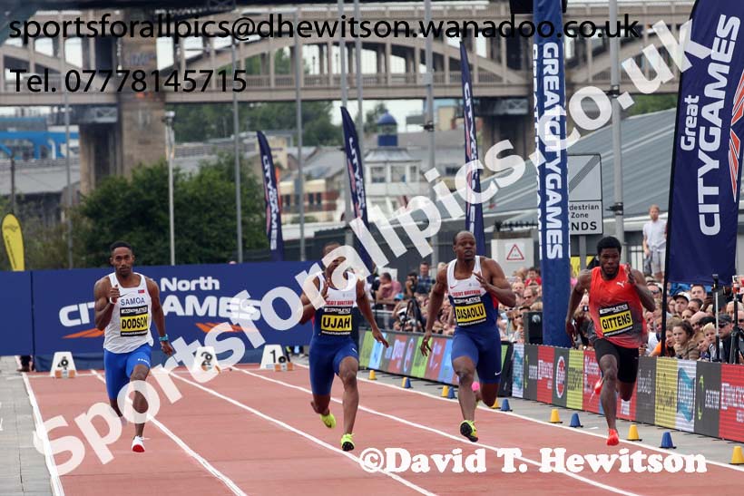 Mens 100 metres, The Great North CityGames. Photos: David T. Hewitson/Sports for All Pics